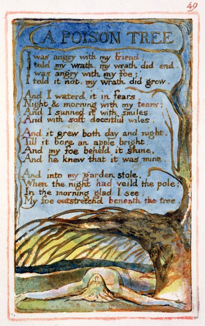 A Poison Tree: plate 49 from Songs of Innocence and of Experience (copy AA) by William Blake